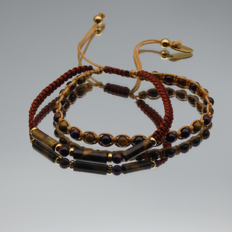 Bracelet double Jay doré Oeil de tigre & Taureau Bracelets/doubles