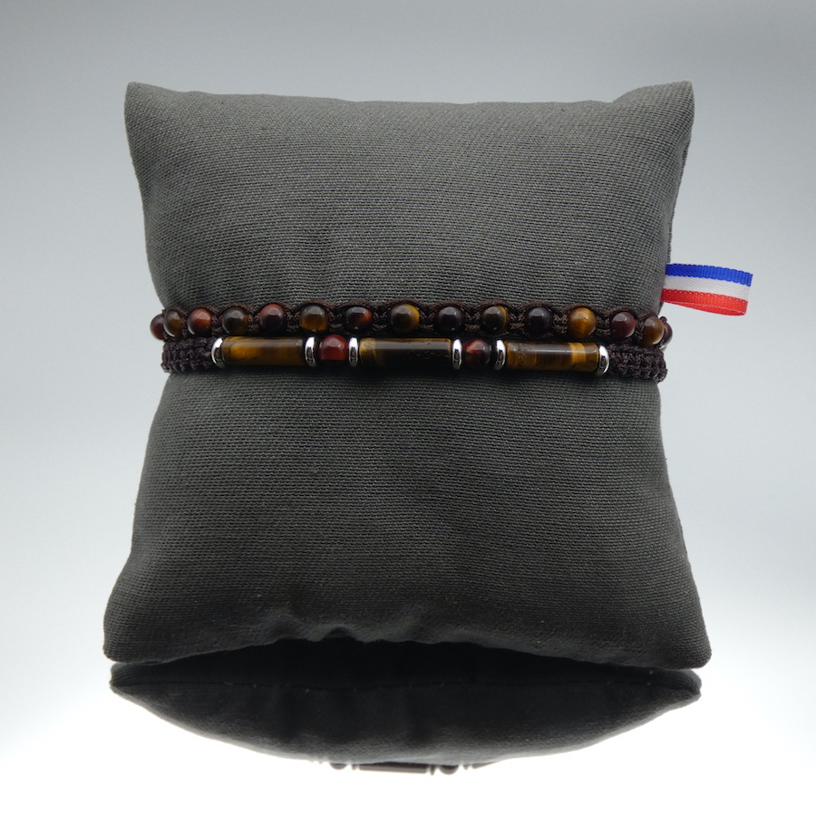 Bracelet homme pierre naturelle oeil de tigre taureau
