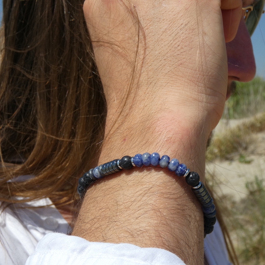 bracelet simple homme pierre sodalite