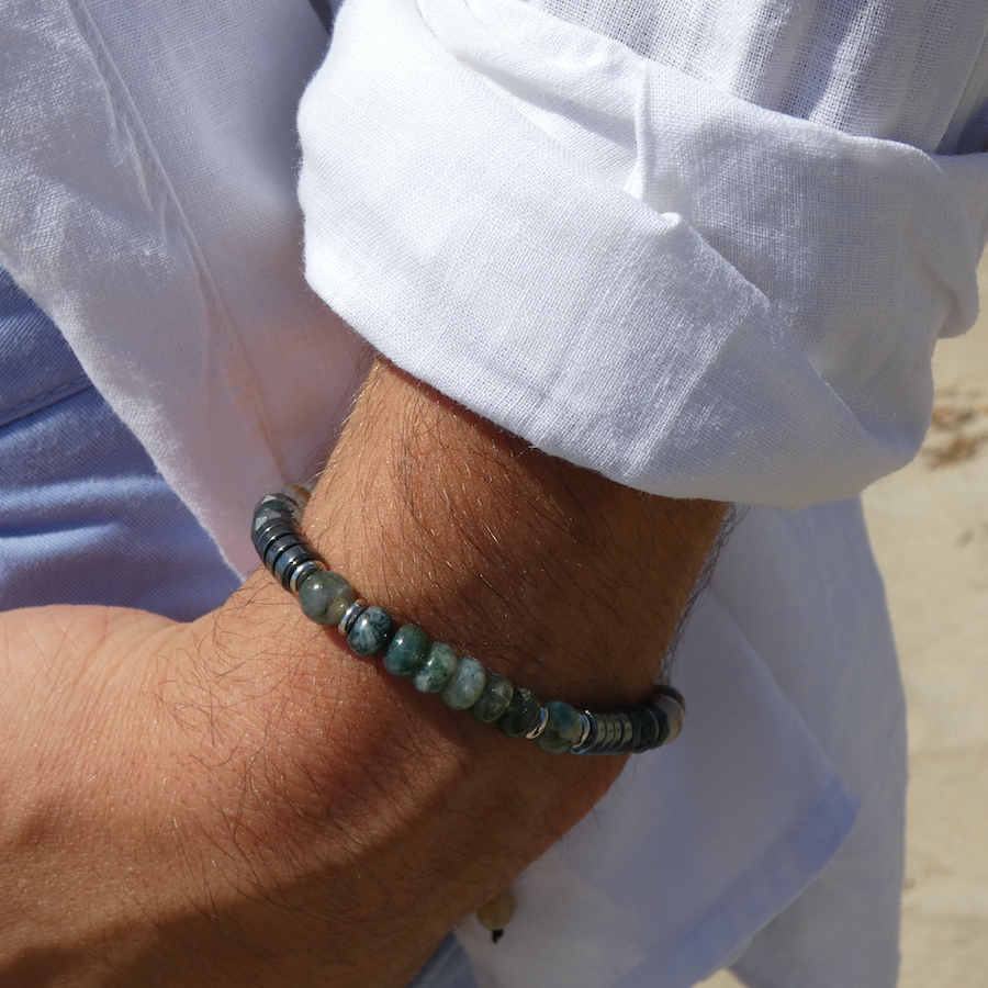 bracelet homme simple pierre agate