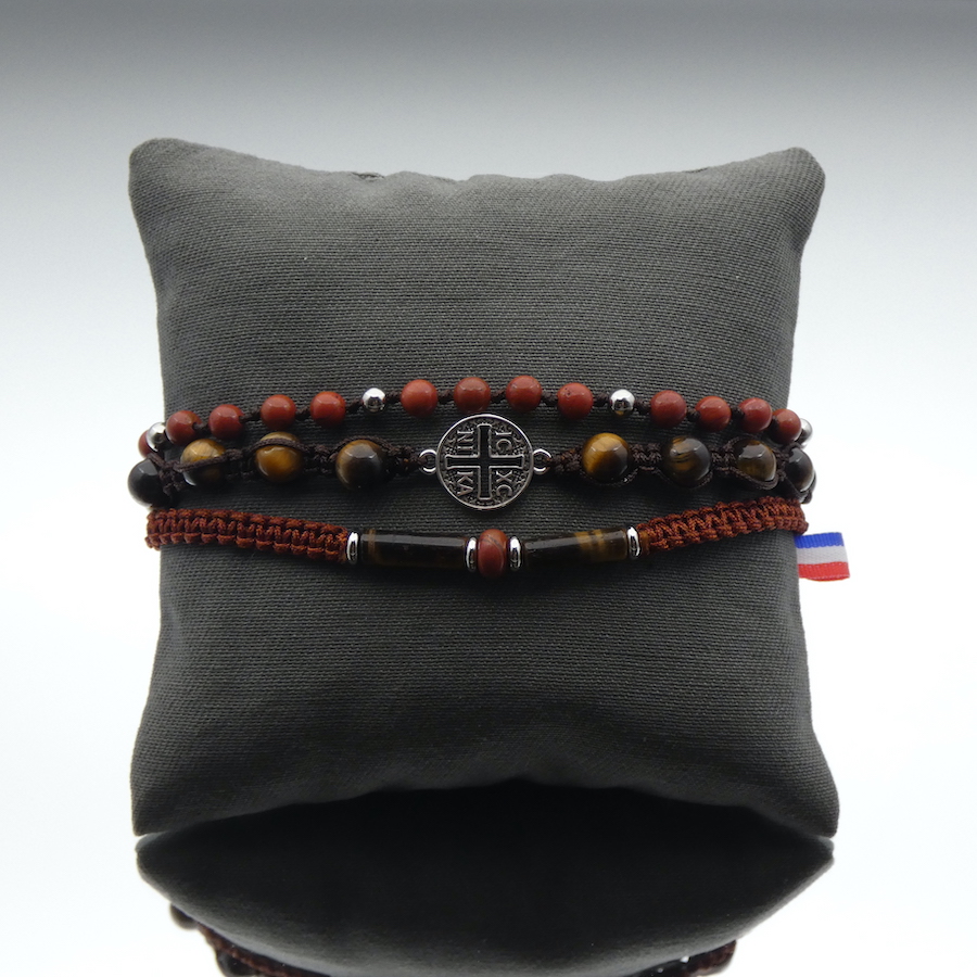 Bracelet homme pierre naturelle médaille