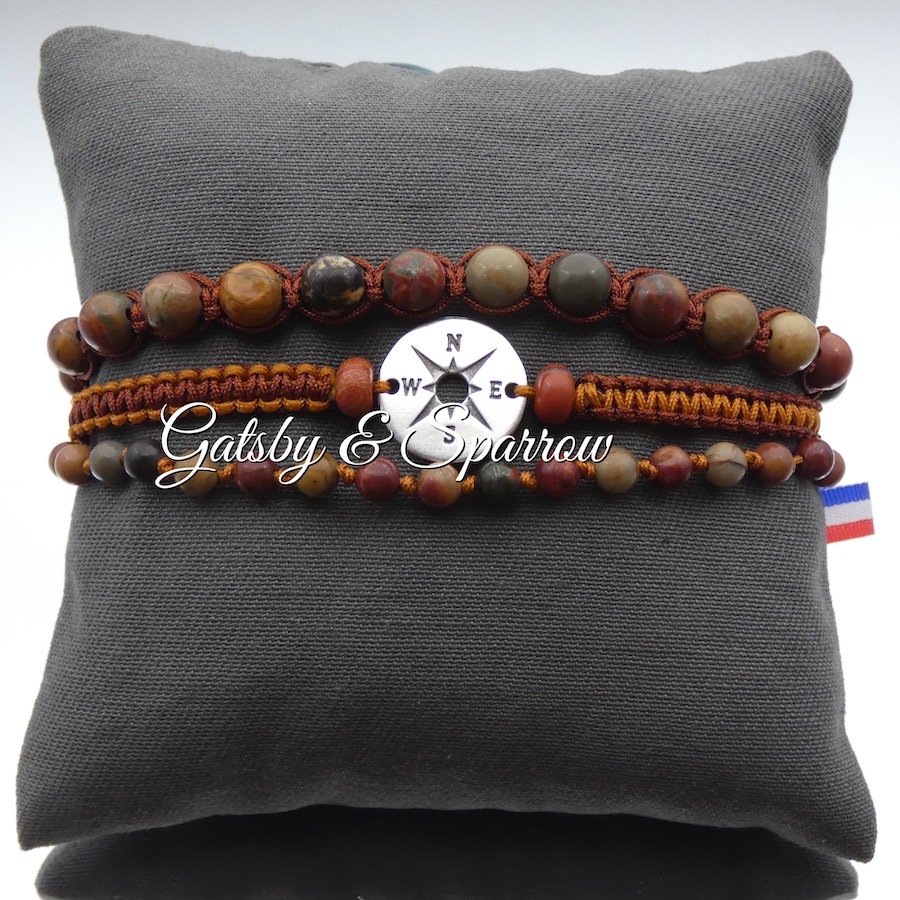 bracelet tendance homme pierre naturelle jaspe