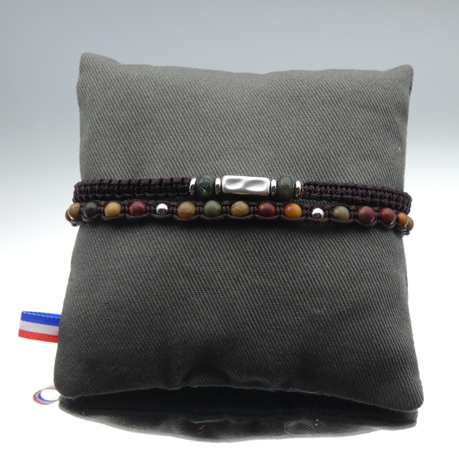 Bracelet homme pierre jaspe multicolore