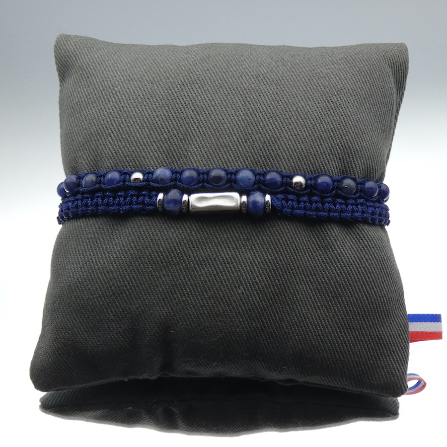 Bracelet deux rangs homme sodalite