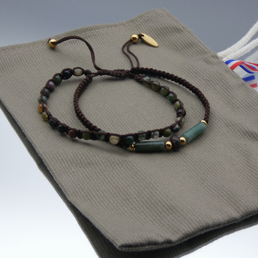 Bracelet pierre homme agate et jaspe