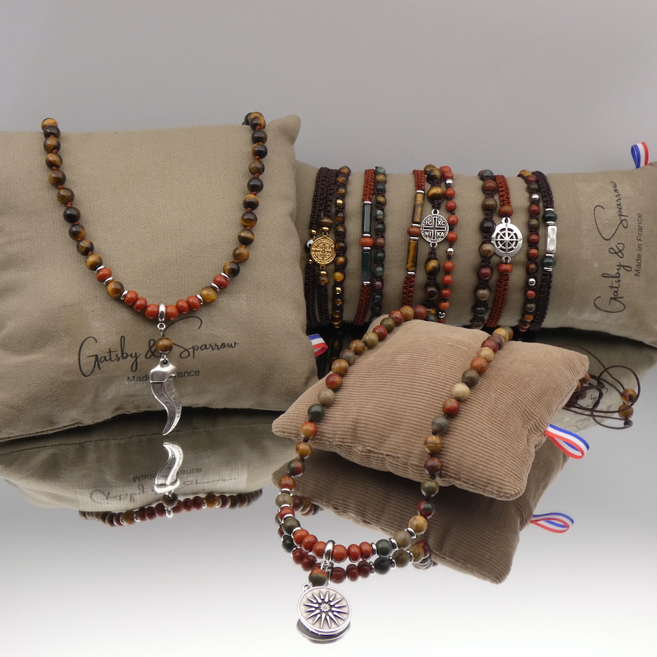 bijoux pour hommes en pierres naturelles pieces uniques