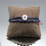 Bracelet homme médaille rose des treize vents pierre Sodalite