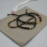 bracelet trois rangs Paul oeil de tigre doré
