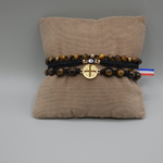 Bracelet Triple Paul en pierre oeil de tigre doré