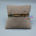 Bracelet Osiris double en pierre oeil de tigre et turquoise