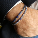 Bracelet double rangs en pierre Sodalite  pour homme  Osiris