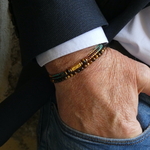 Bracelet homme doré pierre oeil de tigre