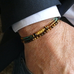 Bracelet homme tendance doré pierre oeil de tigre