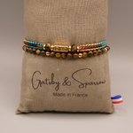 Bracelet homme tendance doré pierre naturelle