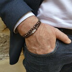 Bracelet homme pierre naturelle Rhodonite