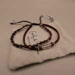Bracelet homme Rhodonite et jaspe marron