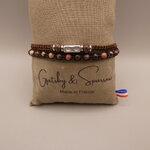 Bracelet homme en pierre de rhodonite