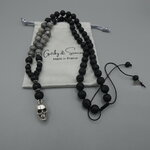 Collier homme en pierres de jaspe et lave : bijoux homme