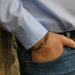 Bracelet deux rangs pierres naturelles agate oeil de taureau bracelet Ethan