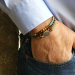 Bracelet en pierre homme trois rang oeil de tigre