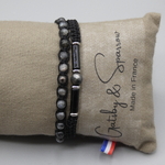 Bracelet de protection homme pierre naturelle agate noire