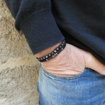 Bijoux homme pierre agate et labradorite