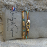 Bracelet-jaspe-homme-deux rangs-doré
