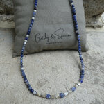 Collier-perles fines-sodalite-pierre naturelle-homme-tendance