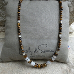 collier-tendance-pierre-oeil de tigre -collier fin -homme