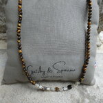 collier fin-homme -pierre-oeil de tigre-nacre-artisanal-france