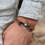 Bracelet-tendance-homme-pierre-oeil de tigre-turquoise -Anoki