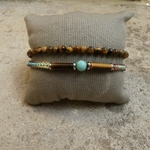 bracelet -double-homme-pierre-oeil de tigre-turquoise