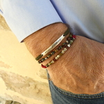 Bracelet-triple-Rocky-homme-jaspe-sang-de-dragon-stacking-pierre-naturelle-tendance-heishi-kaki-bordeaux