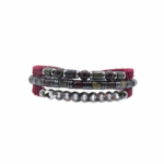 barcelet-triple-homme-pierre-naturelle-chaine-hématite-artisanat-france-kaki-bordeaux