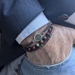Bracecelet-triple-homme-marco-marron-jaspe -hématite-fabrication-artisanale