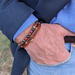 Bracelet triple Marcien jaspe rouge Auris  plaqué or 24K