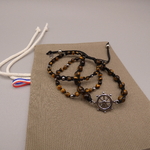 Bracelet homme pierre oeil de tigre trois rangs