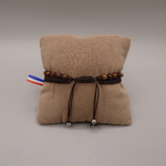 Bracelet homme pierre deux rangs oeil de tigre oeil de taureau