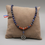 Collier tour de cou homme pierre sodalite jaspe rouge