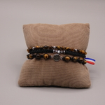 Bracelet homme pierre oeil de tigre médaille de protection