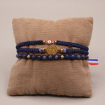 Bracelet homme pierre amulettes bleu et doré