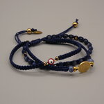 Bracelet homme de protection bleu médaille doré