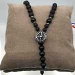 Collier homme pierre obsidienne lave