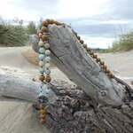 Collier homme mala  amazonite  jaspe pendentif rose des vents