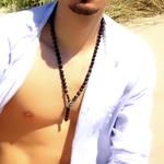 Collier homme pierre  naturelle obsidienne