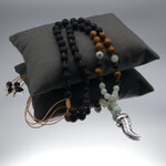 Collier homme pierre pendentif dent acier inoxydable