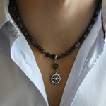collier homme tour de cou pierre oeil de tigre pendentif hématite