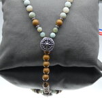 sautoir mala  homme pierre pendentif rose des vents