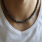Collier homme tour de cou "Heishi "pierre oeil de tigre