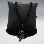 Collier homme  pendentif dent de loup pierre
